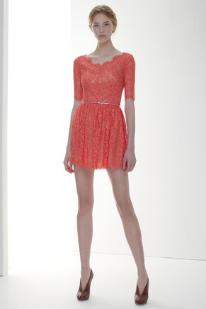 millie lace dress, flamingo