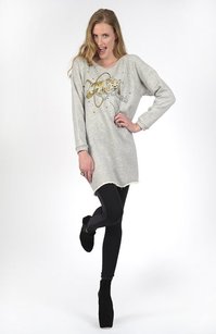 trouper sweatshirt dress in grey marl