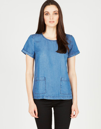 Front Pocket Denim Top