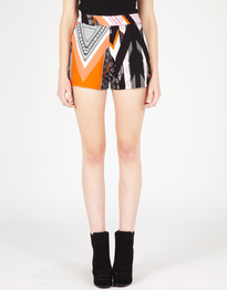 Aztec Print Crepe Shorts