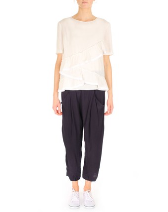 Slanting Frill Top in Cream by Karen Walker