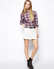 Denim Pelmet Skirt in White