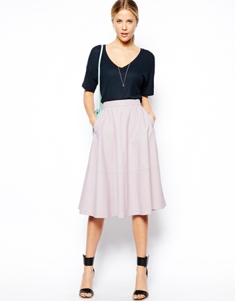 Full Midi Skirt In Leather