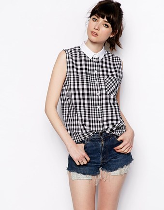 Sleeveless Gingham Shirt