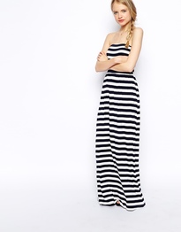 Bandeau Maxi Dress in Stripe