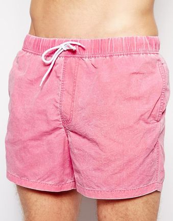 Swim Shorts With Acid Wash In Short Length