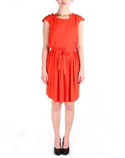 Ruffle Neck With Tie Dress in Scarlet by Karen Walker