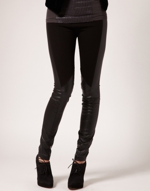 leather panel pontoon leggings